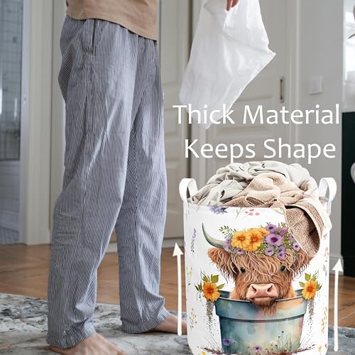 Highland Cow Laundry Basket with Lining for Kids
