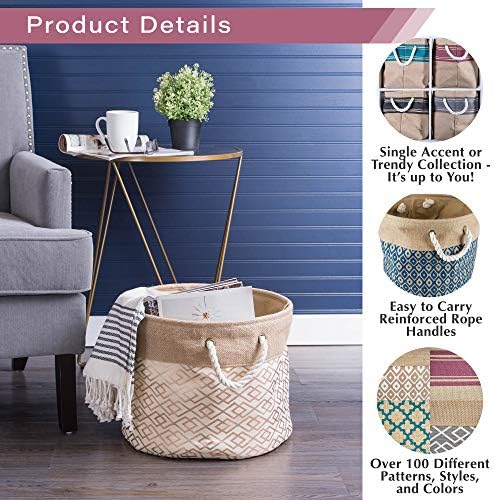 DII Collapsible Black Burlap Ikat Storage Bin