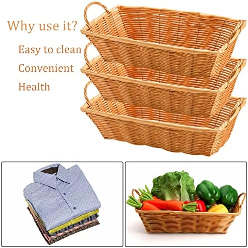 Yesland 6 Pcs Poly Wicker Bread Baskets with Handle