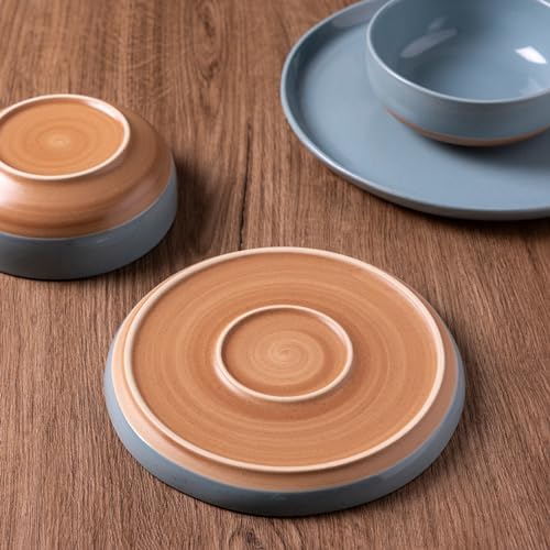 AmorArc Stone Blue Dinnerware Set for 6 18 Pieces