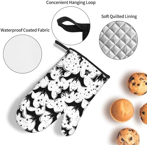 Beubebim Halloween Bat Oven Mitts and Pot Holders Set