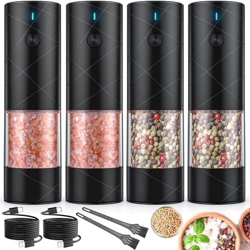 4Pack Electric Salt and Pepper Grinder Set with LED Light