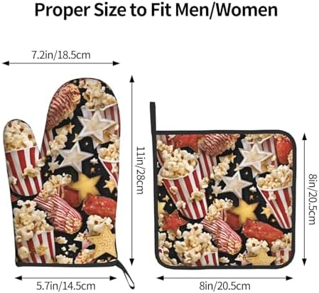 Quopvn Popcorn Print Oven Mitts and Pot Holders 2pcs Set