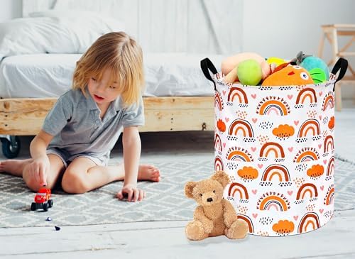 197 Inch Rainbow Round Laundry Basket with Handles