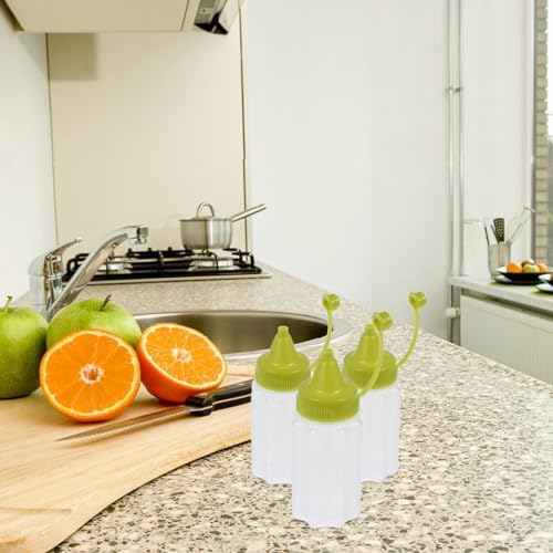 Luxshiny 4PCS Condiment Squeeze Bottles with Green Cap