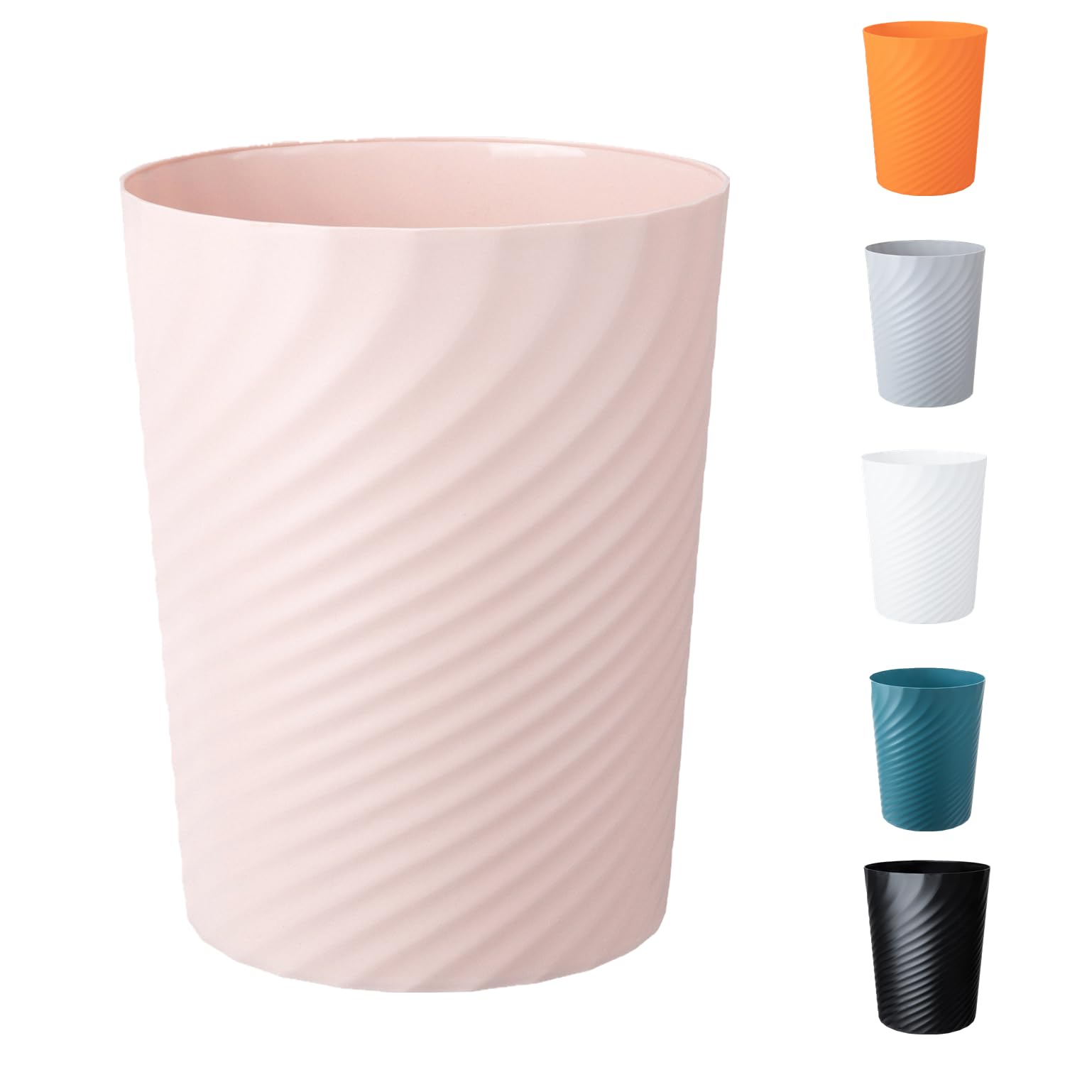 Round Small Plastic Trash Can with Liner 18 Gallon Pink