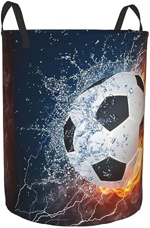 Gbuzozie Soccer Ball Laundry Hamper with Fire Water Design