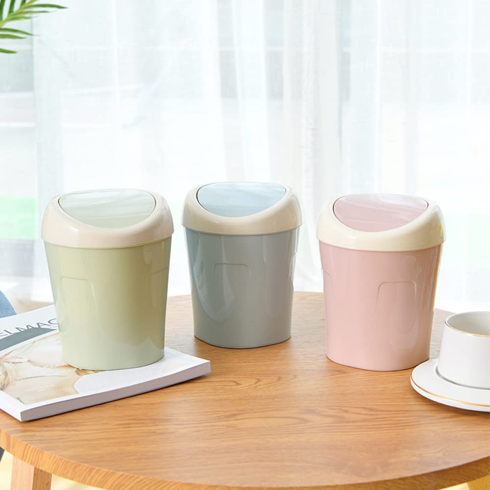 2 Pcs Plastic Mini Wastebasket with 120 Trash Bags Green Pink 1