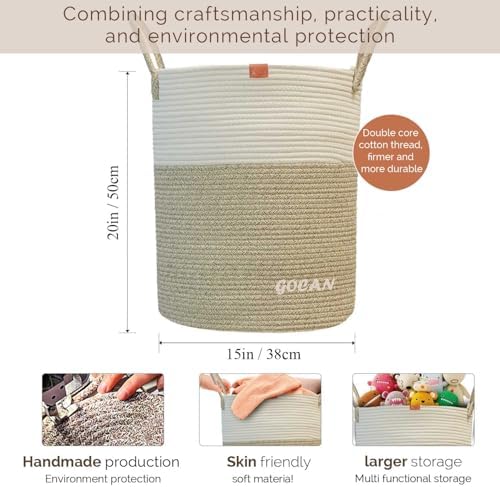 GOCAN Large Tall Laundry Hamper Basket Woven Storage 1