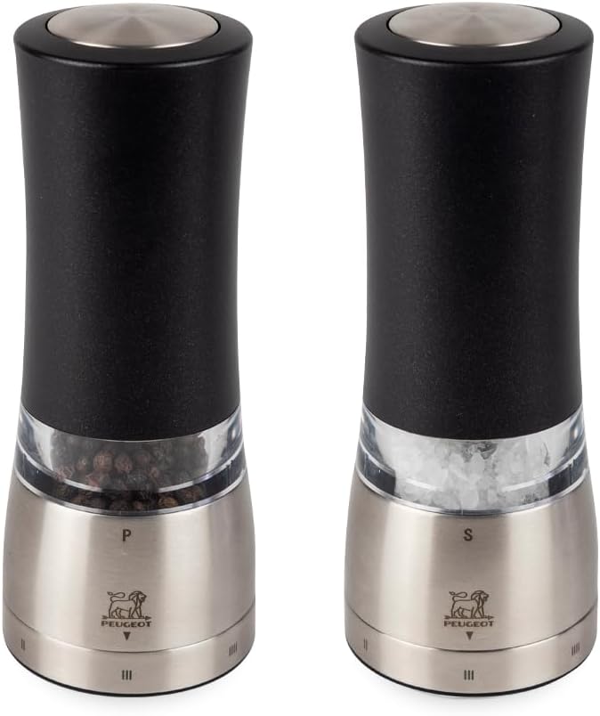 Peugeot Daman Duo Electric Pepper and Salt Mill Set of 2 Iridescent Black