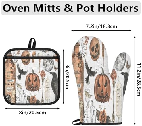 TropicalLife Halloween Oven Mitts and Pot Holders 4Pcs Set 1