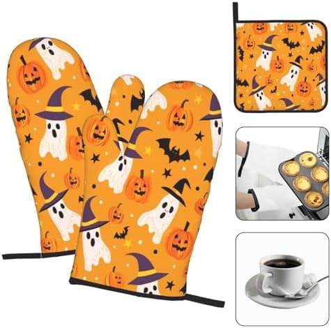 Heat Resistant Oven Mitts Set of 3 with Hat Design