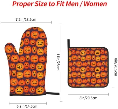 Lukbfall Halloween Funny Pumpkins Oven Mitts 4 Pcs Set