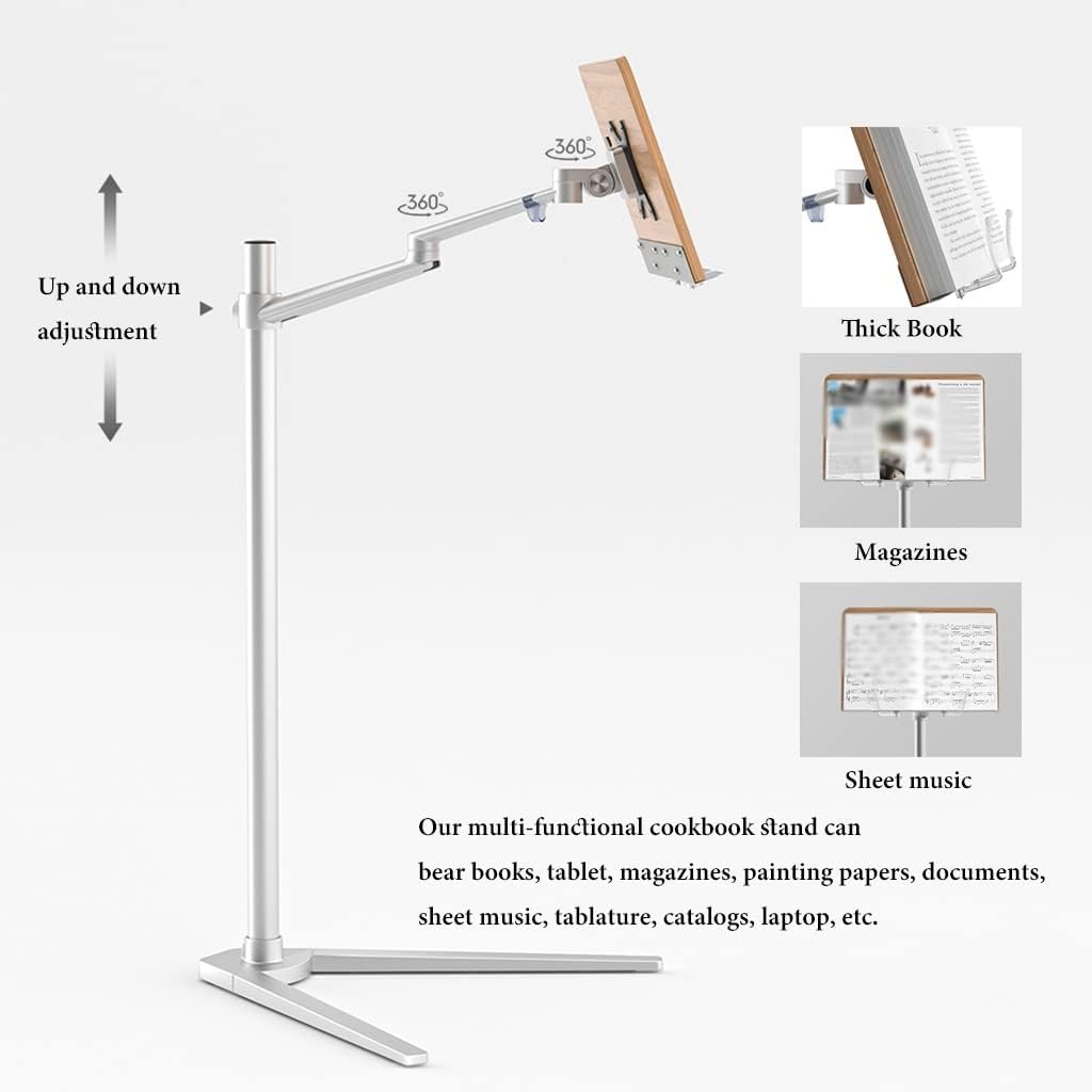 Adjustable Book Stand with 2 Spring Clips for Reading and Laptop Use