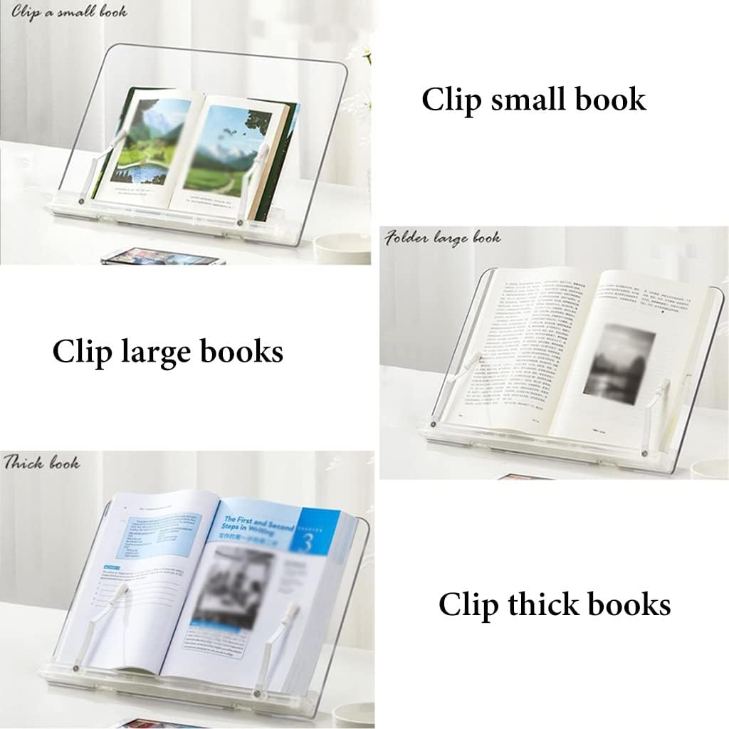 Clear Cookbook Holder Stand with Page Clips