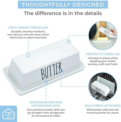 Heartland Home Porcelain Butter Dish with Salt and Pepper Shakers Set 1