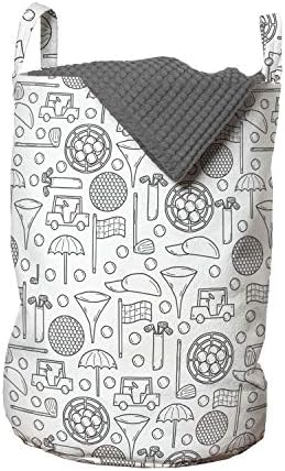 Ambesonne Laundry Basket with Handles and Drawstring Closure