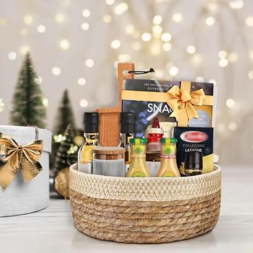 Round Rattan Baskets Set for Kitchen Pantry Bathroom Storage