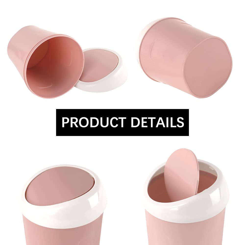 2 Pcs Plastic Mini Wastebasket with 120 Trash Bags Green Pink 1