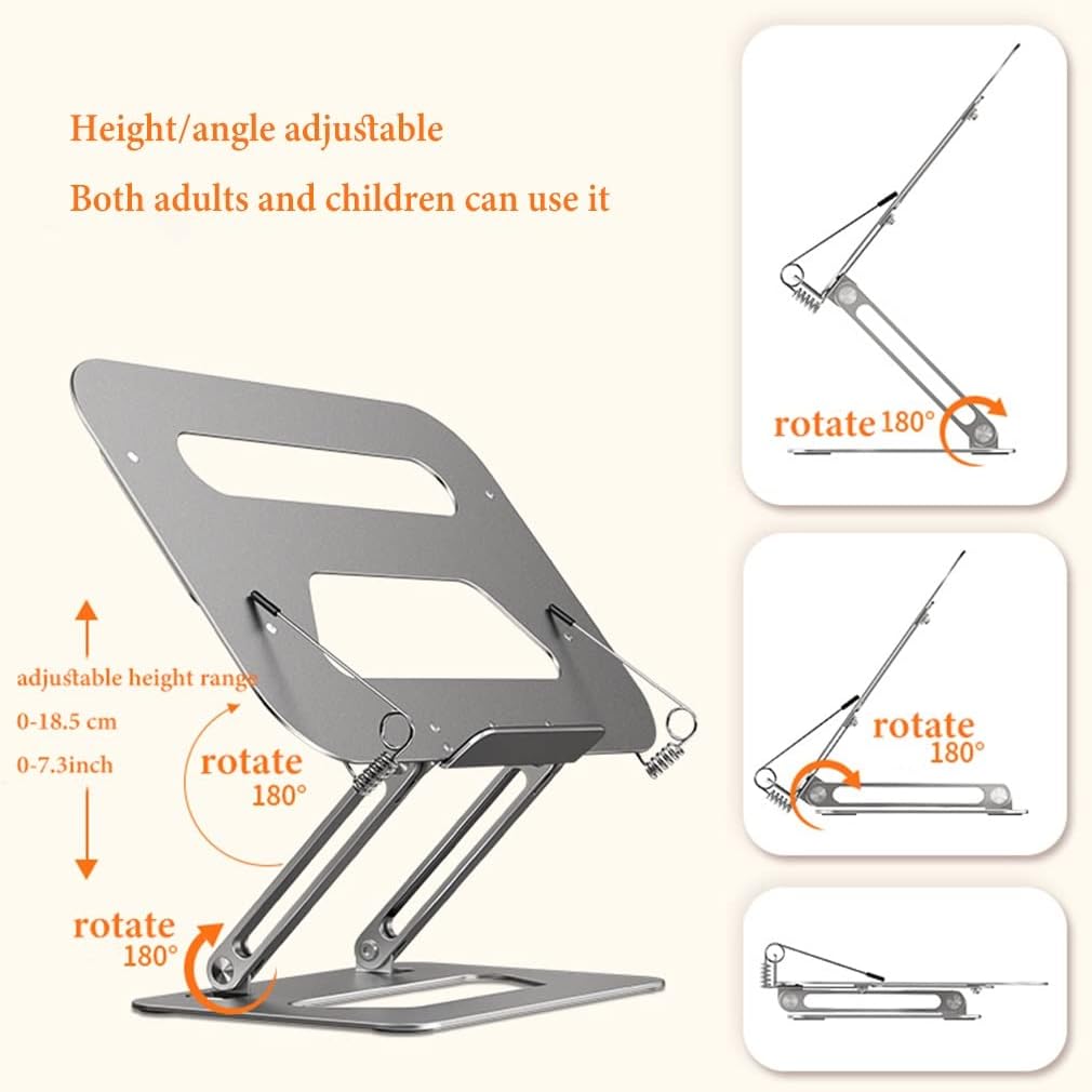 UHRLGHS Foldable Book Stand with Adjustable Height and Angle Silver