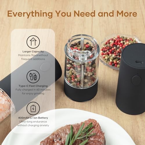OPIIV 2 Pack Electric Salt Pepper Grinder Set