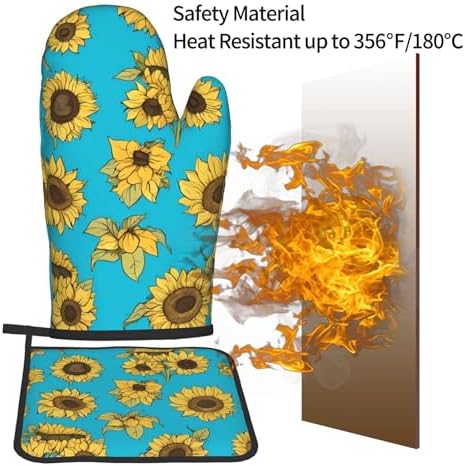 Quopvn Sunflowers Oven Mitts and Pot Holders Set 2pcs