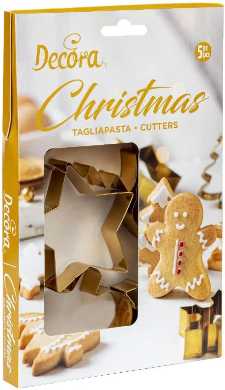 DECORA 0255410 Set of 5 Golden Christmas Cookie Cutters