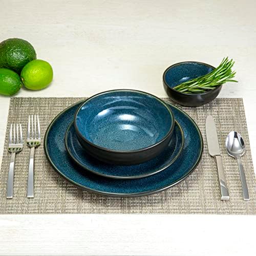 Sango Resona 16-Piece Blue Stoneware Dinnerware Set