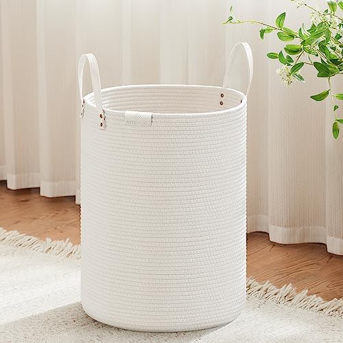 VIPOSCO Tall Laundry Basket 58L White Woven