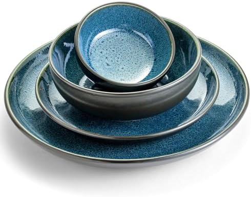 Sango Resona 16-Piece Blue Stoneware Dinnerware Set