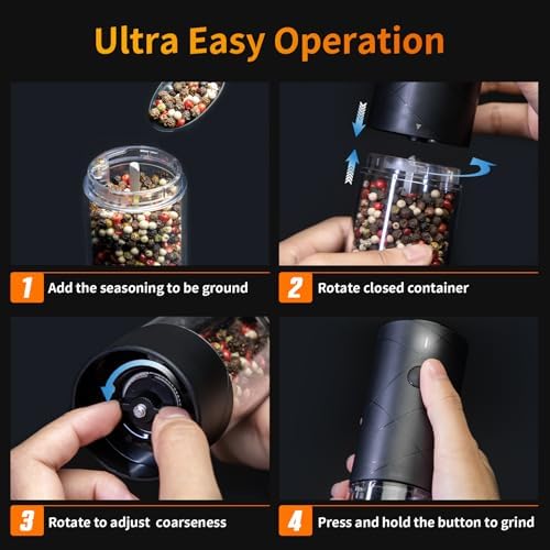 4Pack Electric Salt and Pepper Grinder Set with LED Light