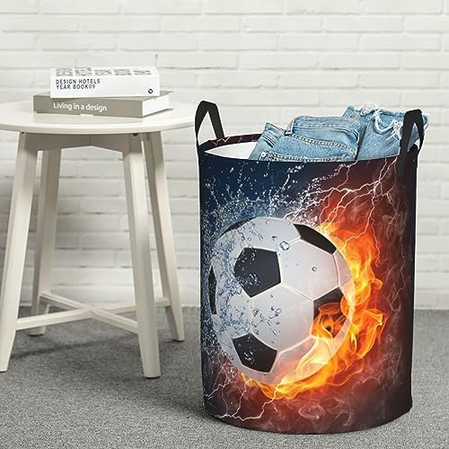 Gbuzozie Soccer Ball Laundry Hamper with Fire Water Design