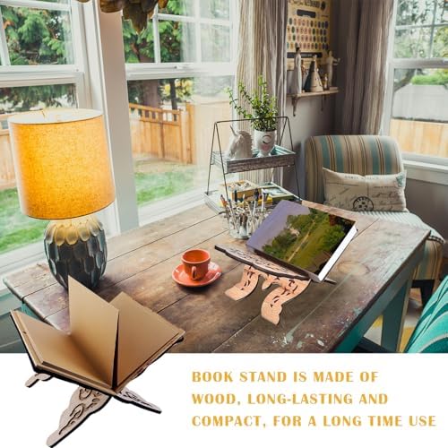 Foldable Wooden Book Stand for Cookbooks and Magazines