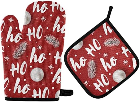 Laughing Santa Oven Mitts Hot Pads 2pcs Christmas Kitchen Set