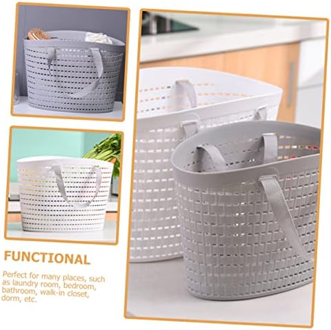2pcs Plastic Laundry Baskets Light Grey