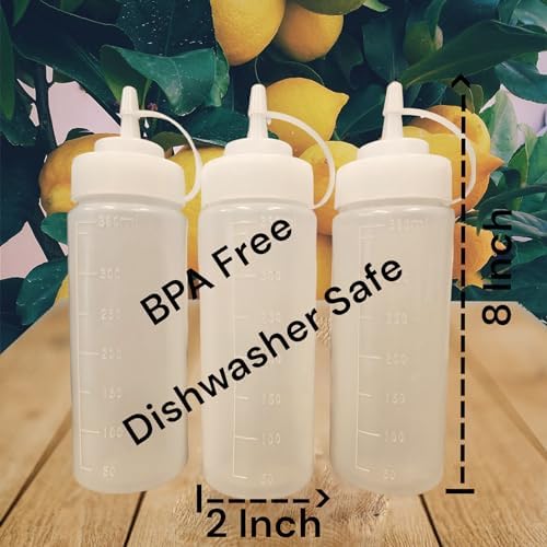 JUST-BUY 3-Pack 12 Oz Condiments Squeeze Bottles BPA Free