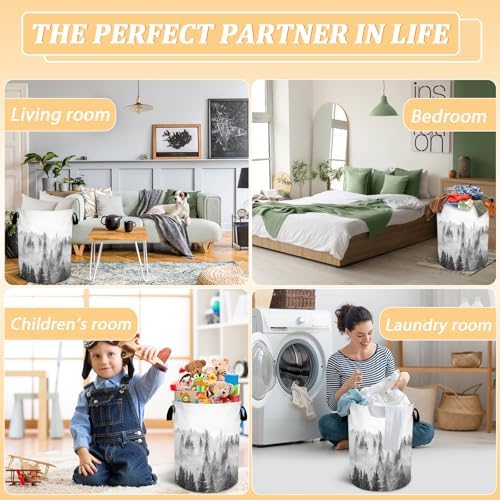 Misty Foggy Mountain Laundry Basket - Foldable Waterproof Oxford