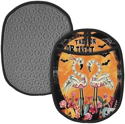 Buewutiry Halloween Flamingos Oven Mitts Set
