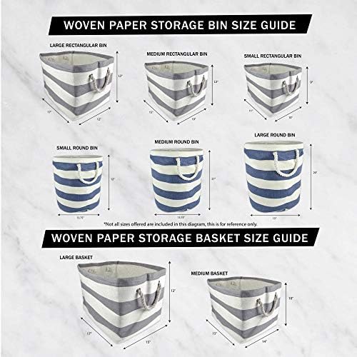 DII Chevron Woven Paper Storage Bin Medium Round Aqua