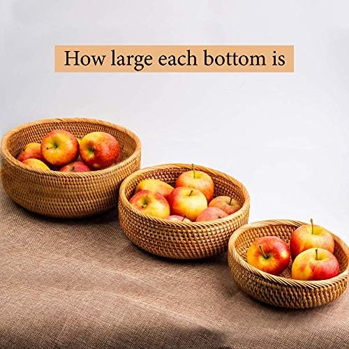 CLAYNIX Set of 3 Stackable Rattan Fruit Baskets