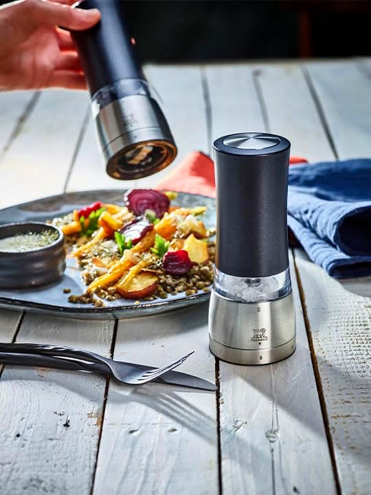 Peugeot Daman Duo Electric Pepper and Salt Mill Set of 2 Iridescent Black
