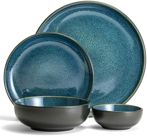 Sango Resona 16-Piece Blue Stoneware Dinnerware Set