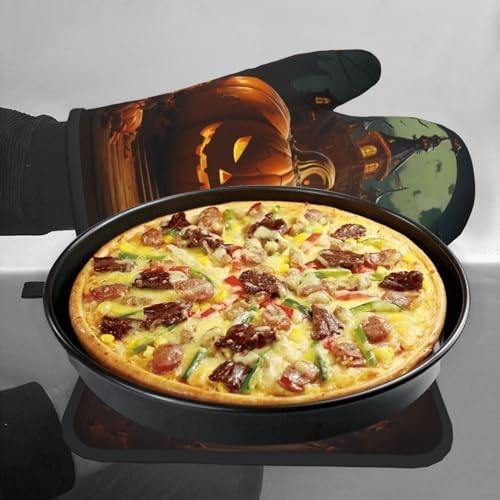 Pumpkin Halloween Oven Mitts 2 Pcs Set Heat Resistant Kitchen Gloves
