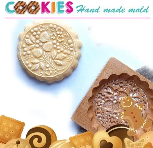 SNOOSZ 2pcs Wooden Cookie Molds Flower Daisy Baking Set