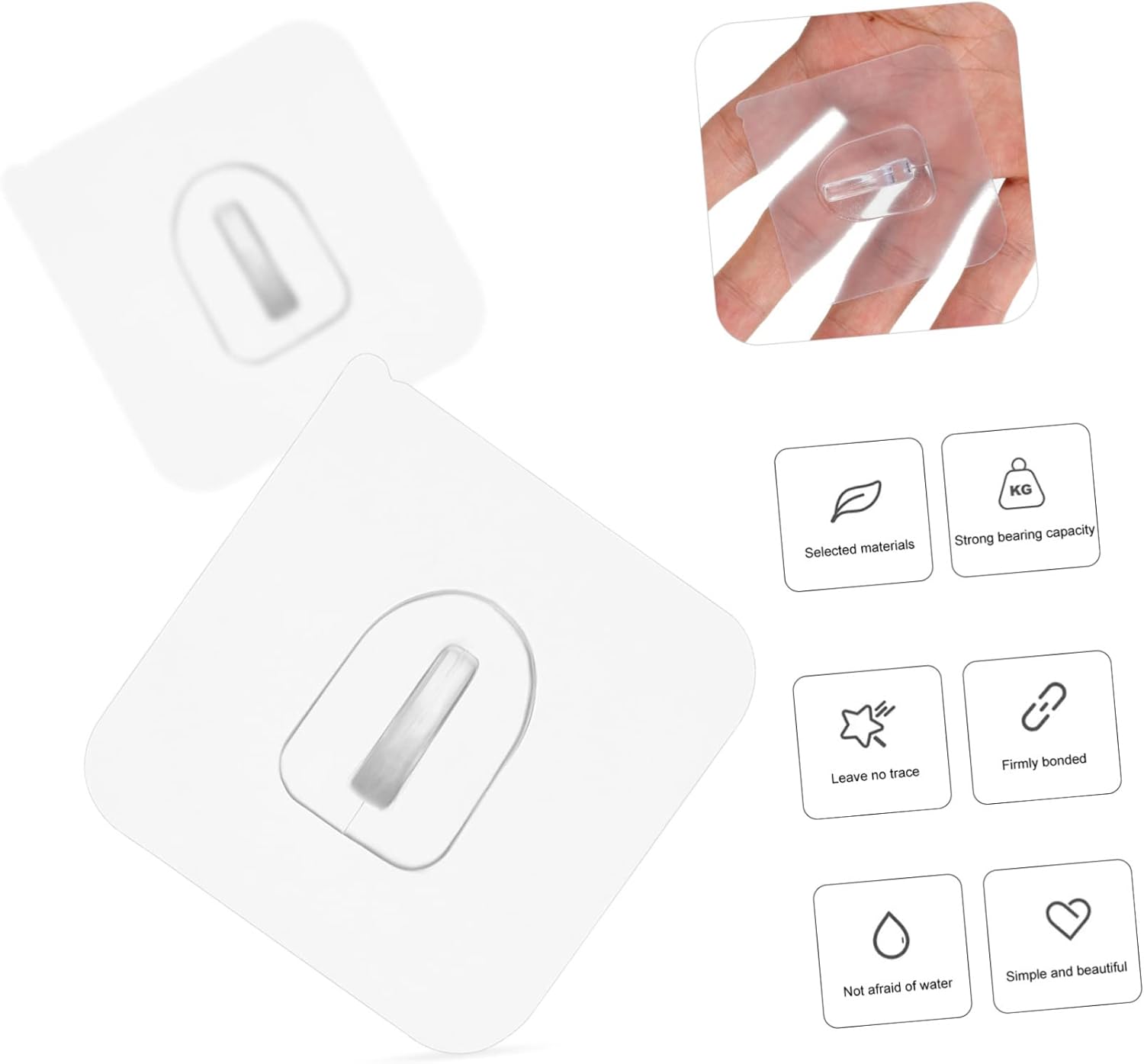 DOITOOL 30 Pcs Self Adhesive Plastic Hooks Non-Marking