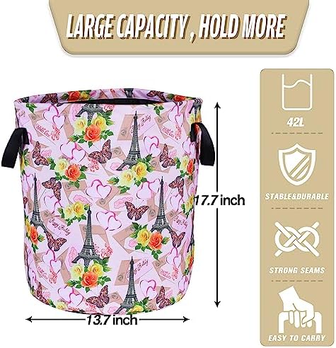 NUTAINLA Eiffel Tower Laundry Basket Foldable Oxford Cloth Tote Bag