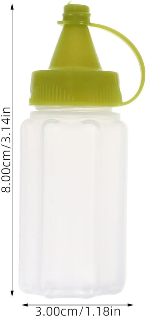 Luxshiny 4PCS Condiment Squeeze Bottles with Green Cap