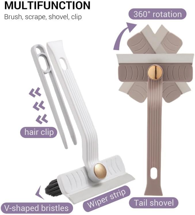 360 Rotating Crevice Cleaning Brush - Hard Bristle for Kitchen Bathroom