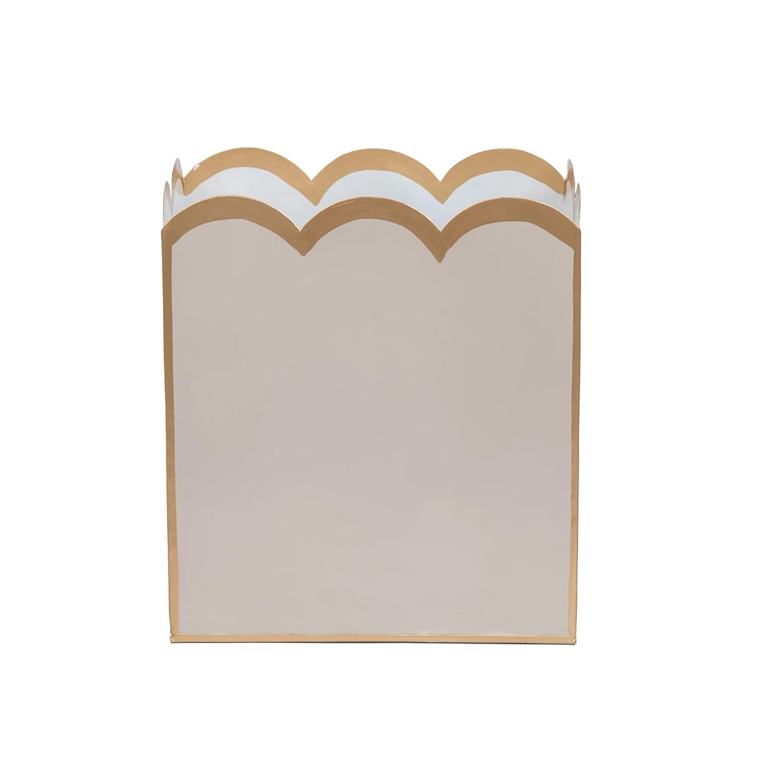 Jayes Studio Taupe Gold Wastebasket Decorative Trash Can