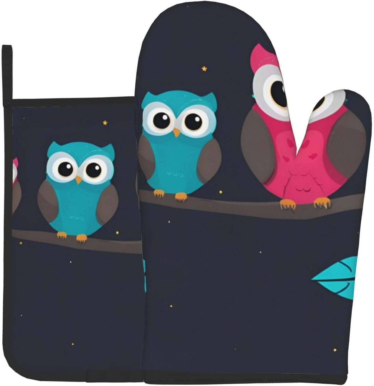 Quopvn Cute Owls Oven Mitts and Pot Holders 2pcs Set